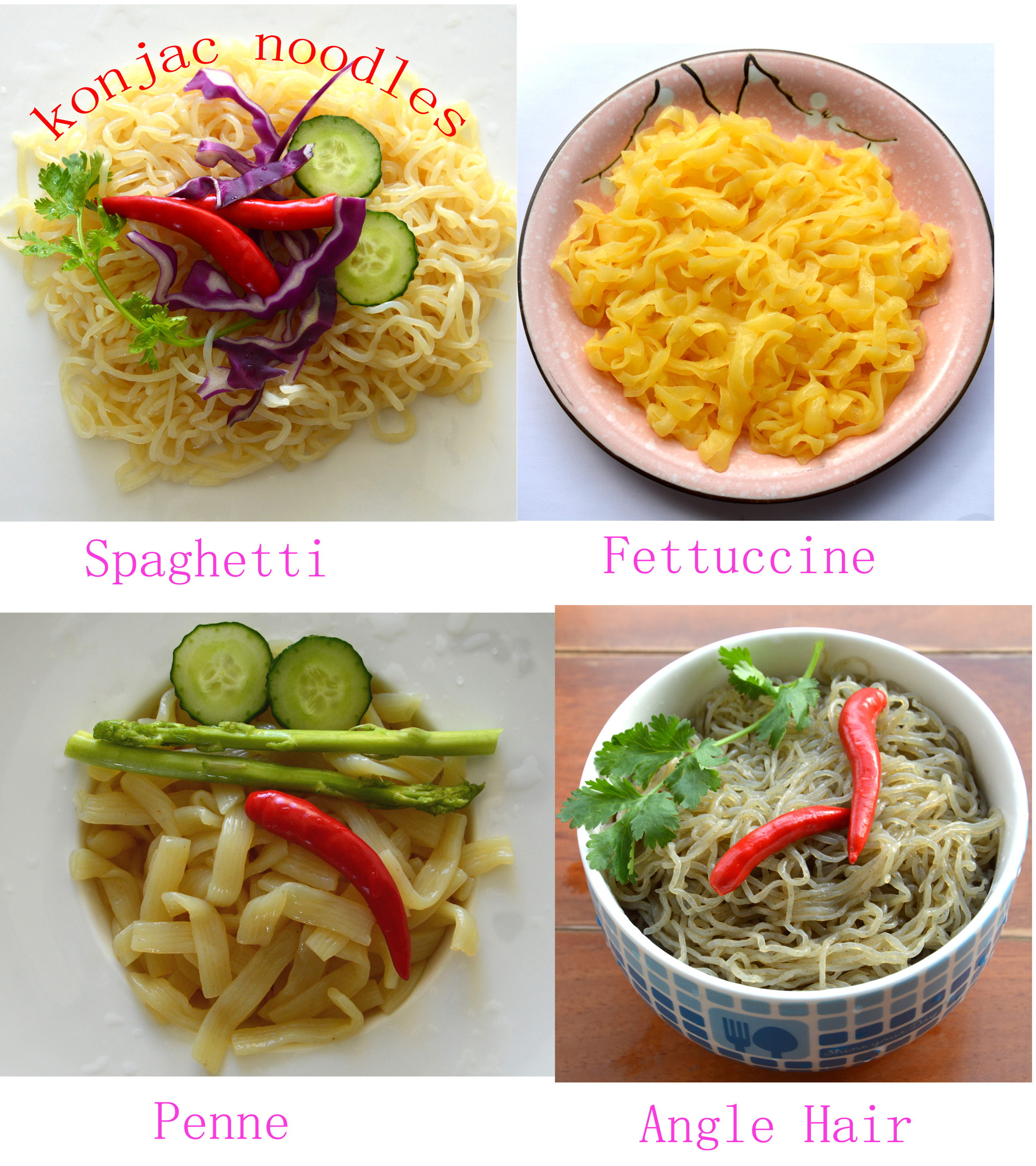 4 shapes of konjac noodles